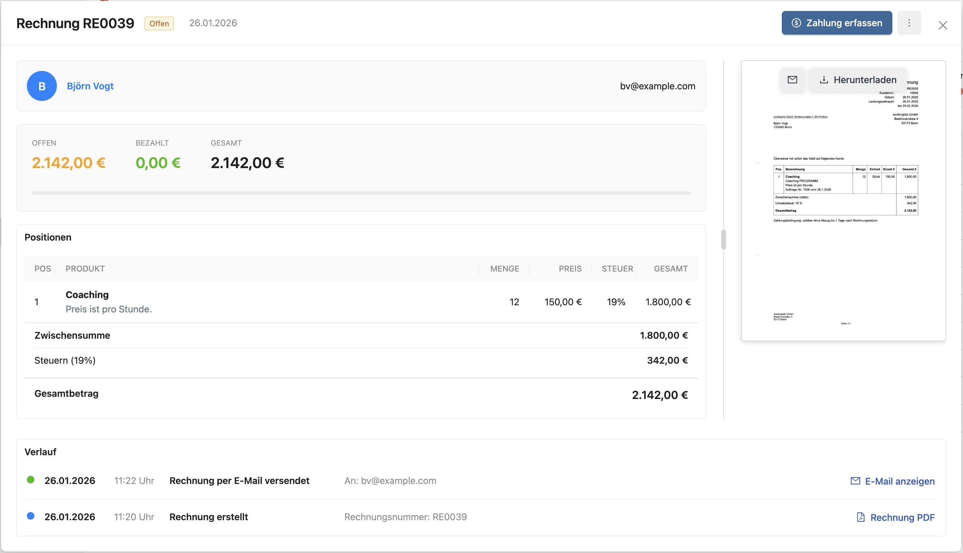 Automatische Rechnungsstellung