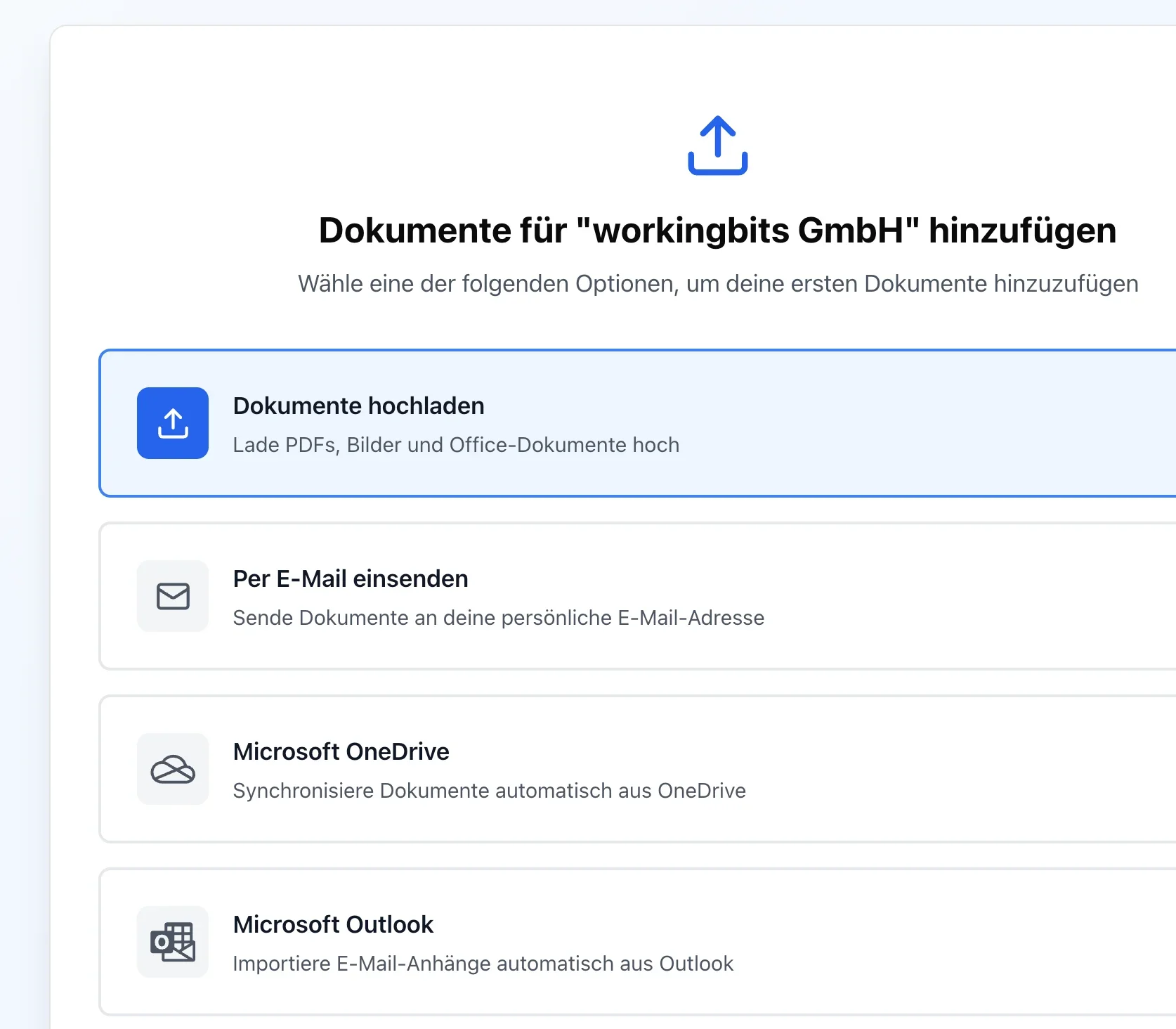 So kommt alles rein: Upload, E-Mail oder Cloud